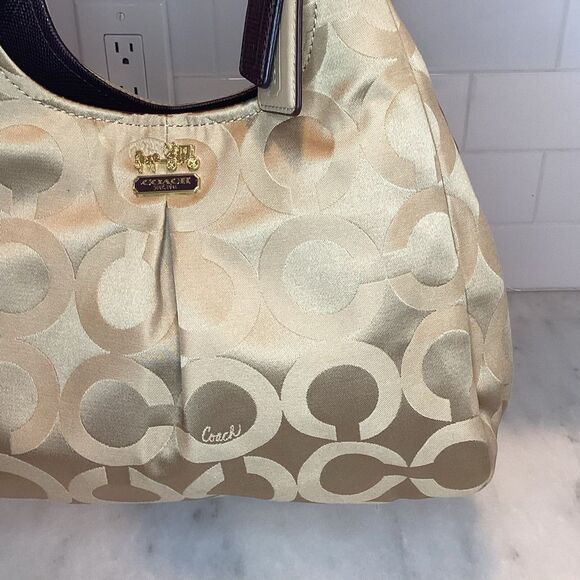 Coach Madison Maggie OpArt Gold/Tan Hobo Bag - Picture 3 of 16